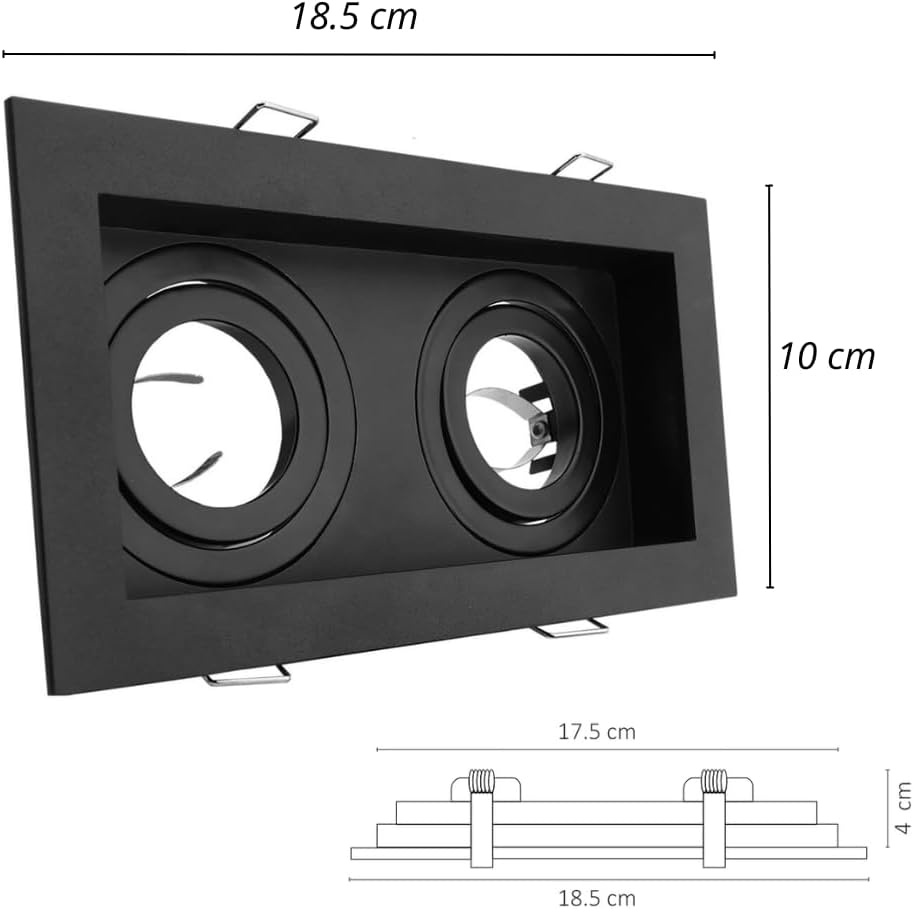 SPOT EMPOTRABLE DIRIGIBLE ADE-110 DOBLE NEGRO BASE GU10