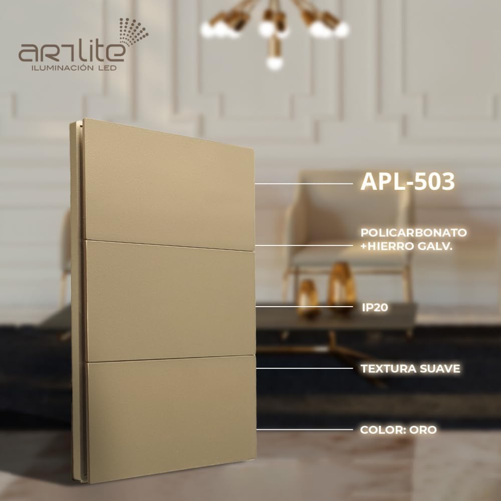 PLACA LUXURY APL-503 ARTLITE 3 APAGADORES SENCILLOS, POLICARBONATO 15A 3 VIAS