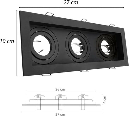 SPOT EMPOTRABLE DIRIGIBLE ADE-112 TRIPLE NEGRO BASE GU10