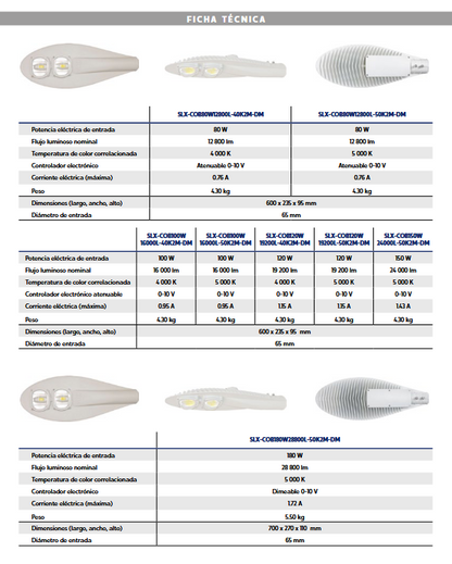 LUMINARIA VIAL LED SUPRA SLX-COB-180W