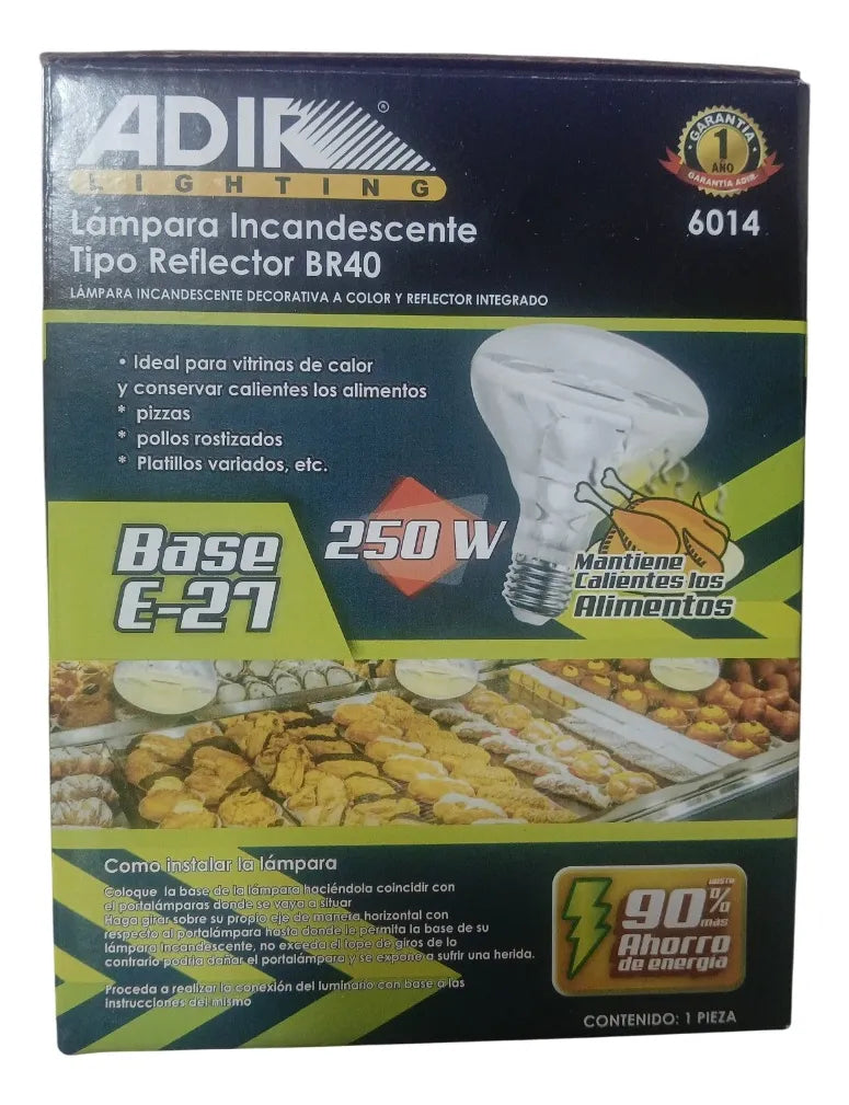 FOCO LAMPARA EMITE CALOR INCANDESCENTE BR40 250W INFRARROJA 6014 ADIR