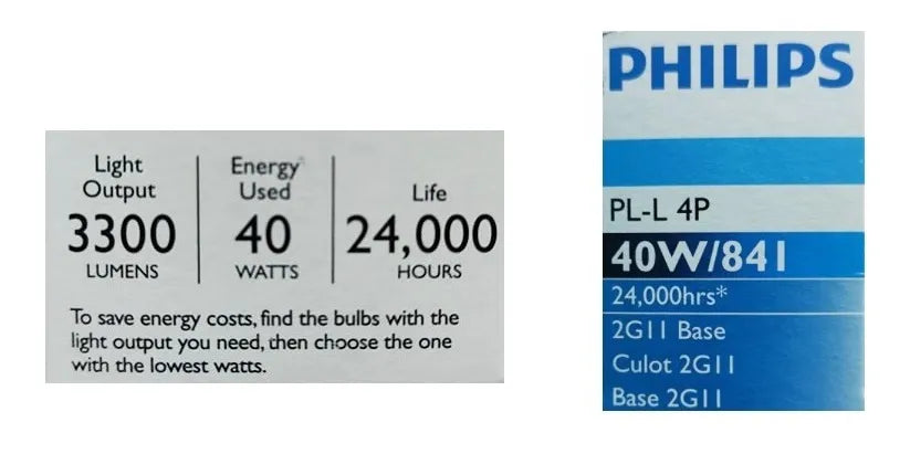 FOCO LUZ BLANCA NEUTRA BASE 2G11/2GII 40W/841 PL-L4 PHILIPS