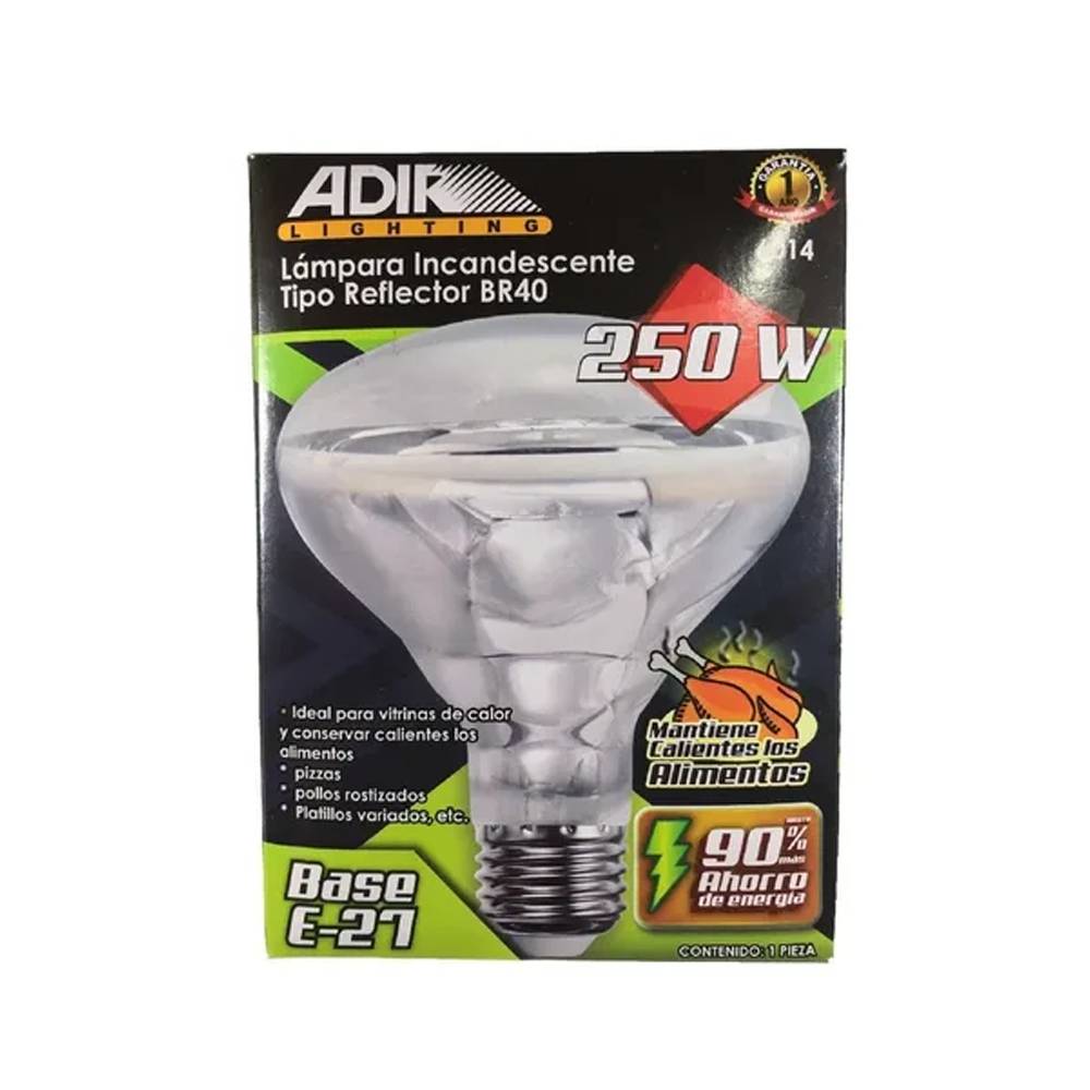 FOCO LAMPARA EMITE CALOR INCANDESCENTE BR40 250W INFRARROJA 6014 ADIR