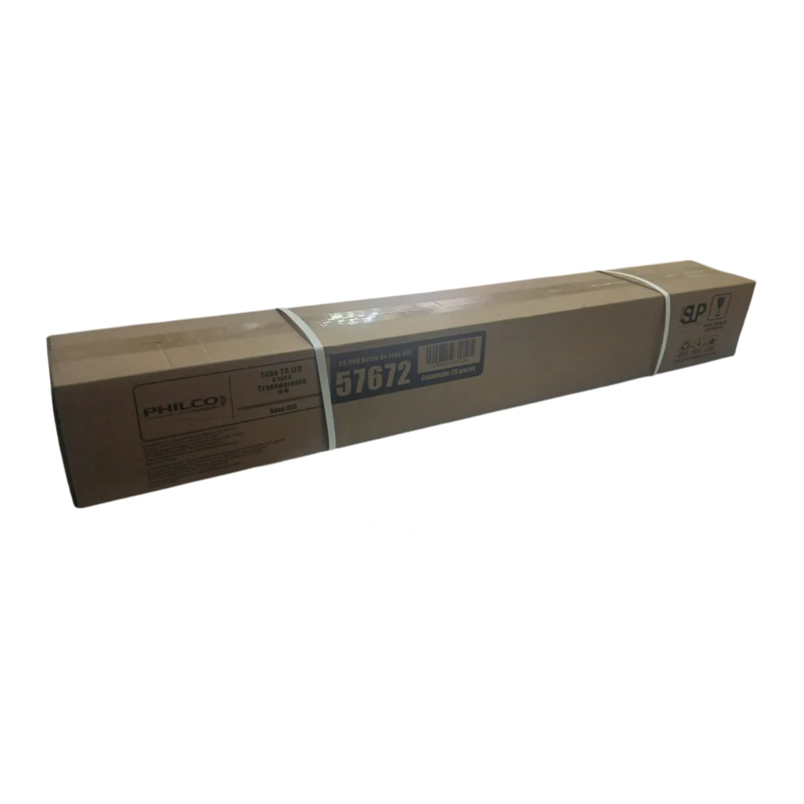 TUBO LED 18W TRANSPARENTE 100-240V 6500K CAJA CON 25 PZS 57672