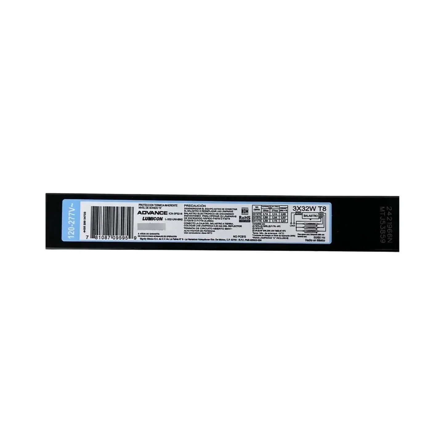 BALASTRO ELECTRONICO PHILIPS 3X32W T8/SL ENCENDIDO INSTANTANEO 127V